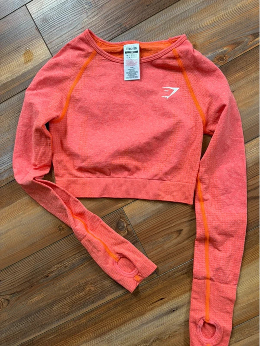Gymshark pink/orange cropped seamless long sleeve size XS